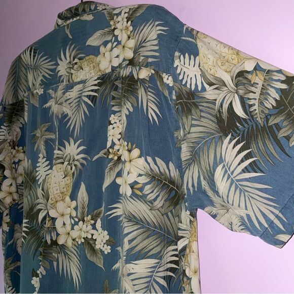 Jamaica Jaxx L Hawaiian Shirt 100% Silk Knit Short Sleeve Button Collar - Picture 6 of 7